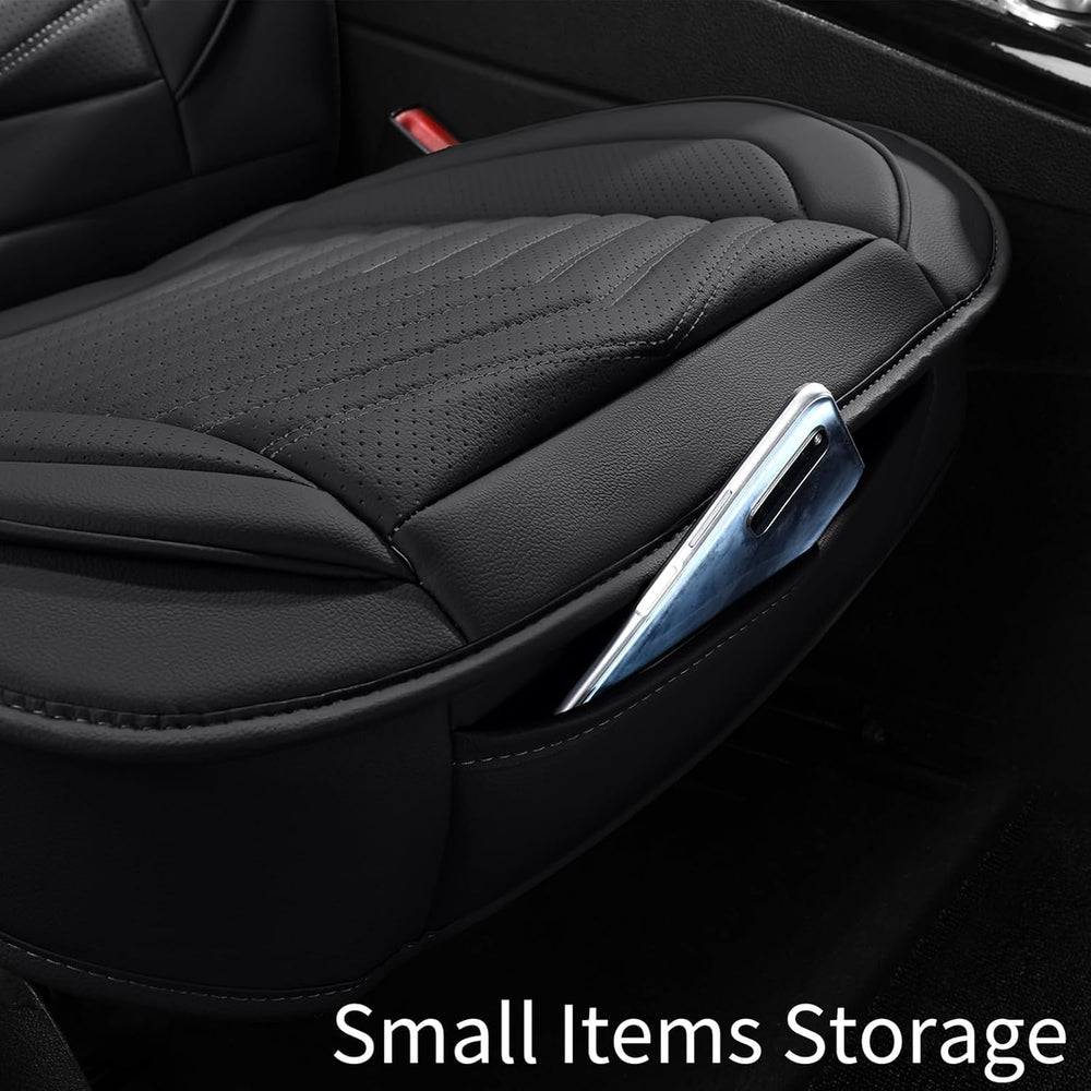 HChengkikz Front Car Seat Cover, Waterproof Faux Leather (Black)