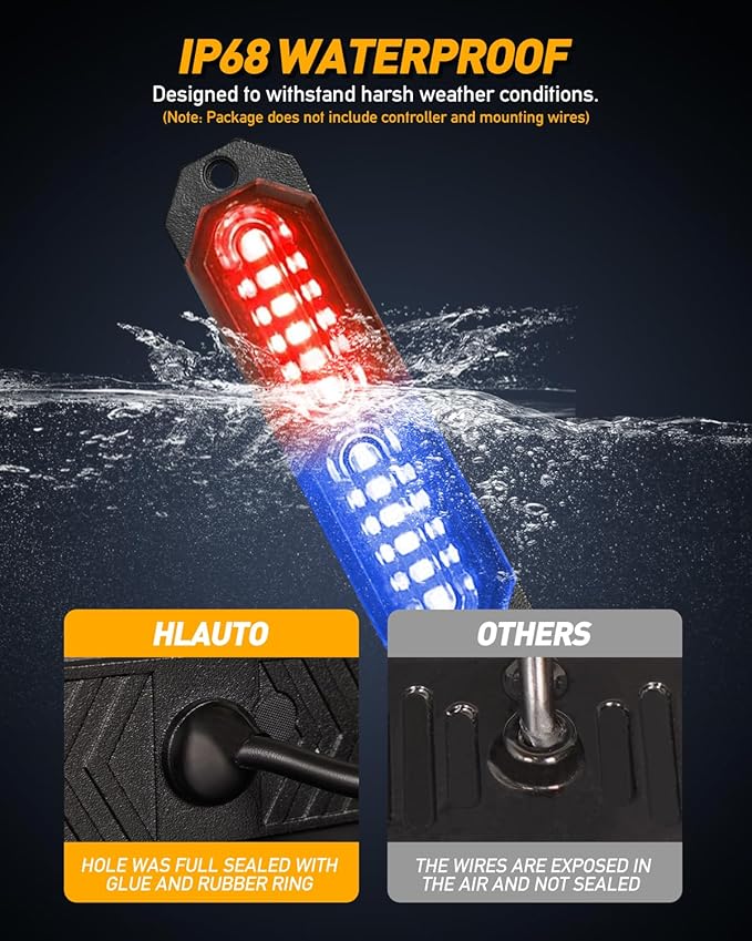 HLauto 1200T Emergency Strobe Grille Lights: 8pcs 12 LED Sync Feature Safety