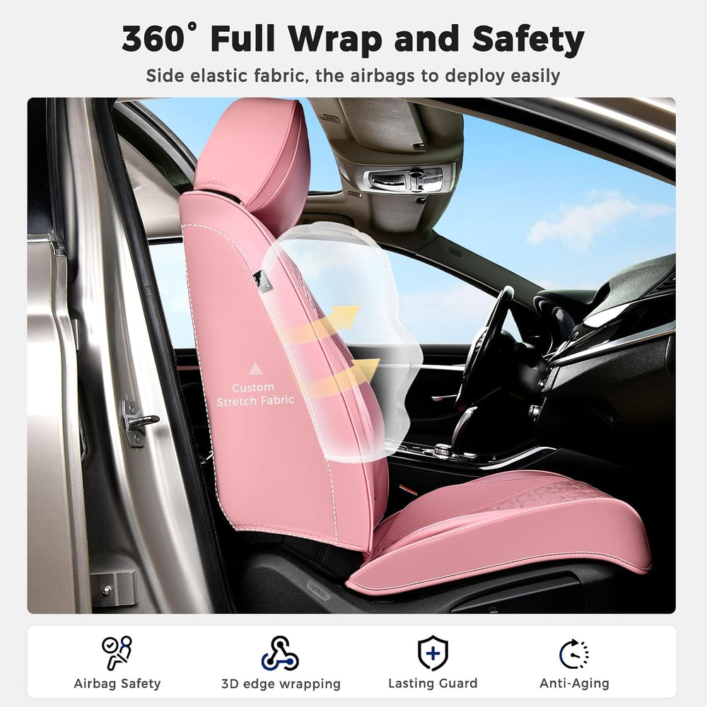 Huidasource Pink Car Seat Covers Full Set, Car Seat Covers Front and Rear Sea...