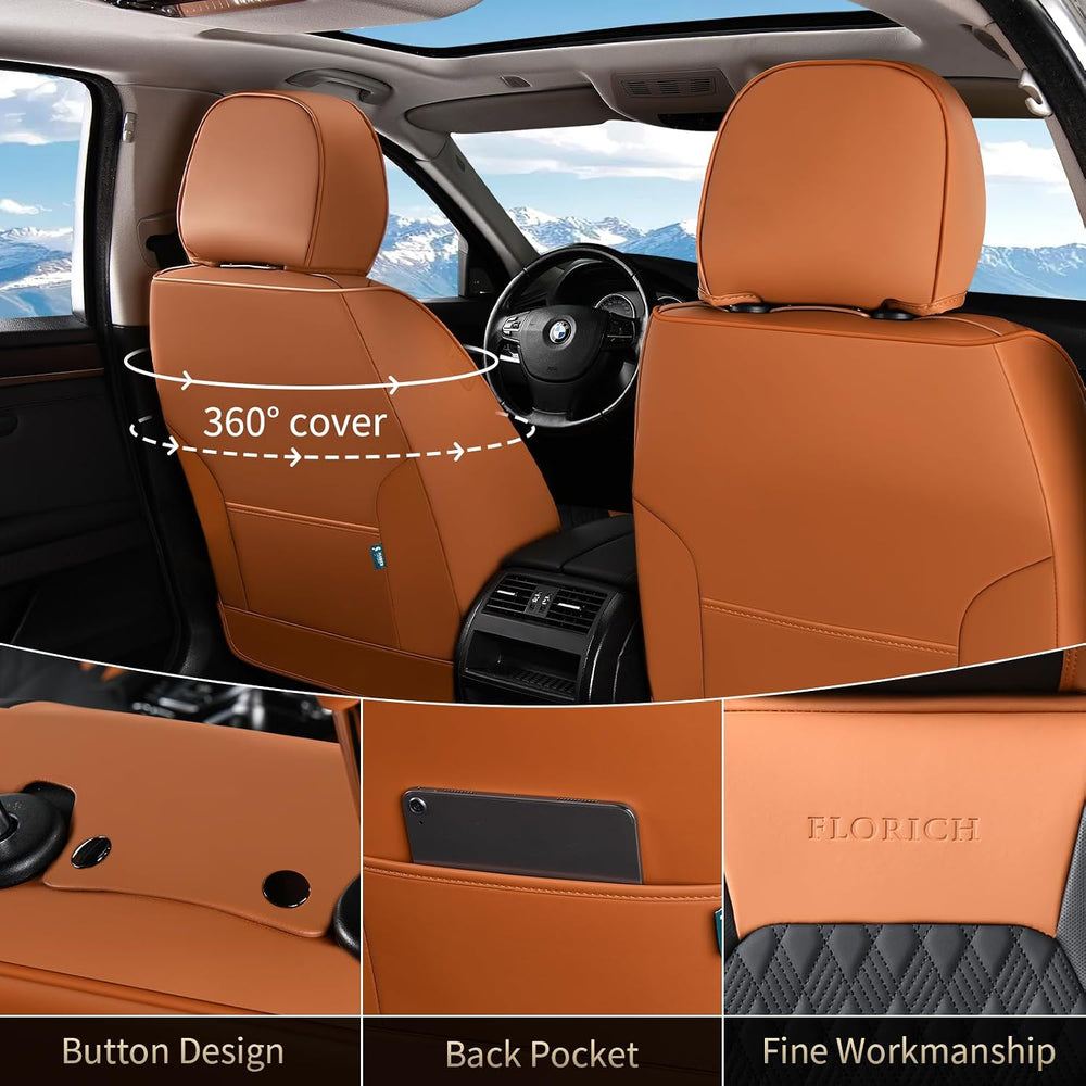 FLORICH Seat Covers, Car Seat Covers Full Set, Luxury Nappa Leather Seat Cove...