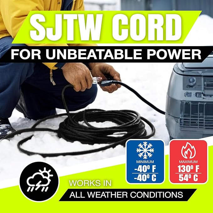 25ft Outdoor/Indoor Extension Cord 12/3 Gauge Extra Heavy Duty 3 Prong SJTW