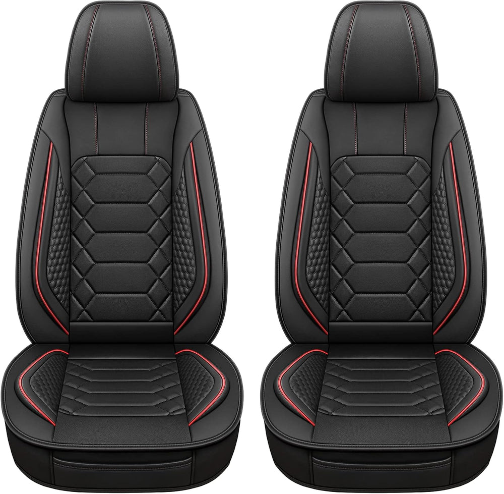 HAIYAOTIMES Leather Car Seat Covers Front Pair, Waterproof Faux Leather Seat ...
