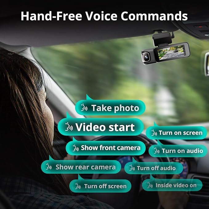 4K 3 Channel Dash Cam Front and Rear/Inside, 360°Dash Camera