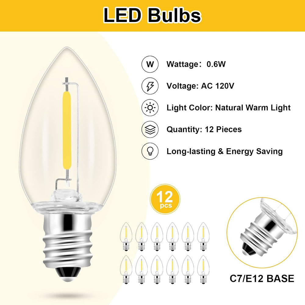 2Pack Accessory Cord with 12 LED Light Bulbs Christmas Village String Light 1...