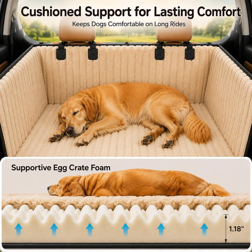 URPOWER Plush Dog Car Seat Cover, Waterproof Back Seat Hammock with Foam