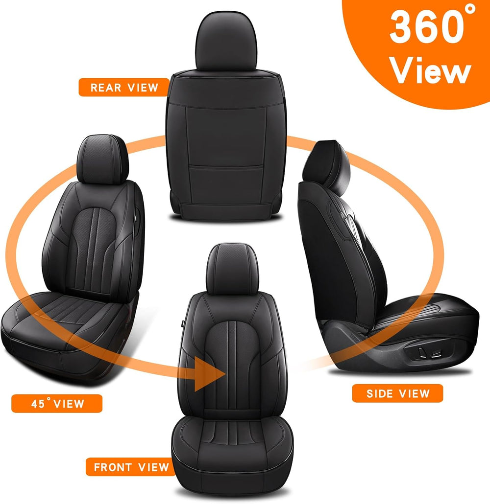MINGBRON Car Seat Cover Full Set, Leather Car Seat Cover, Waterproof Seat Cov...