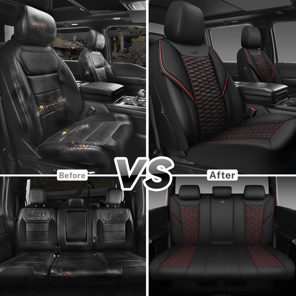 CAR PASS 3D Foam Mesh Leather Car Seat Covers Full Set,Breathable Mesh Faux L...