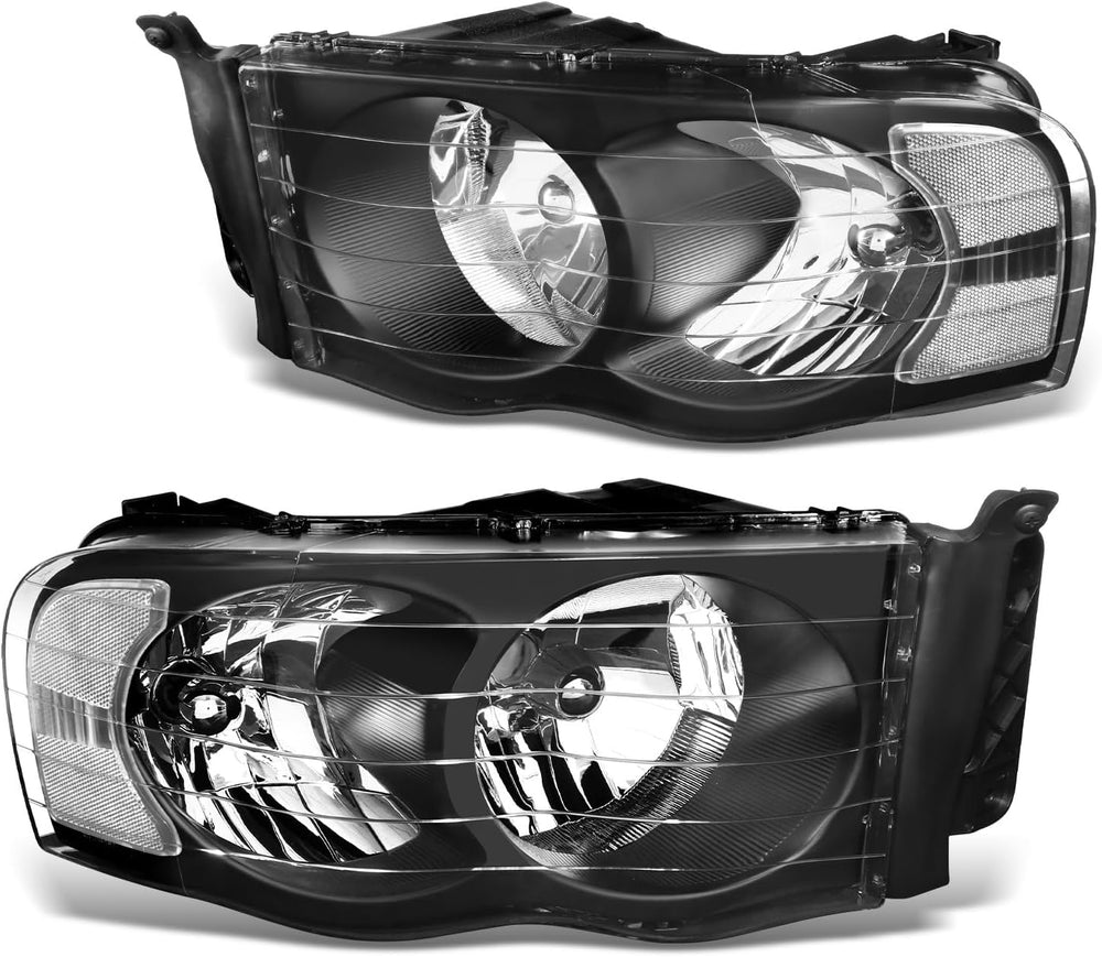 DNA MOTORING Pair Headlights Compatible with 02-05 Dodge Ram 1500 2500 3500, ...