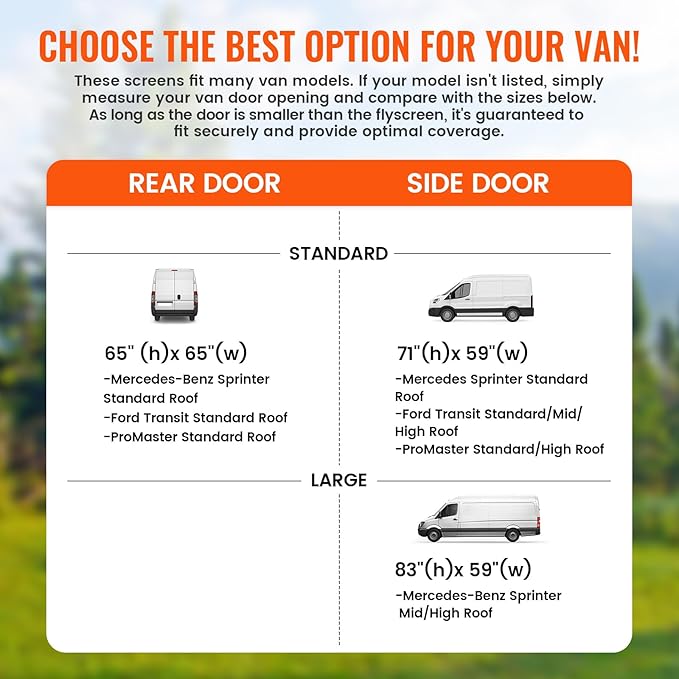 83''H x 59''W Van Bug Screen Side Door Sliding Door Window Co...
