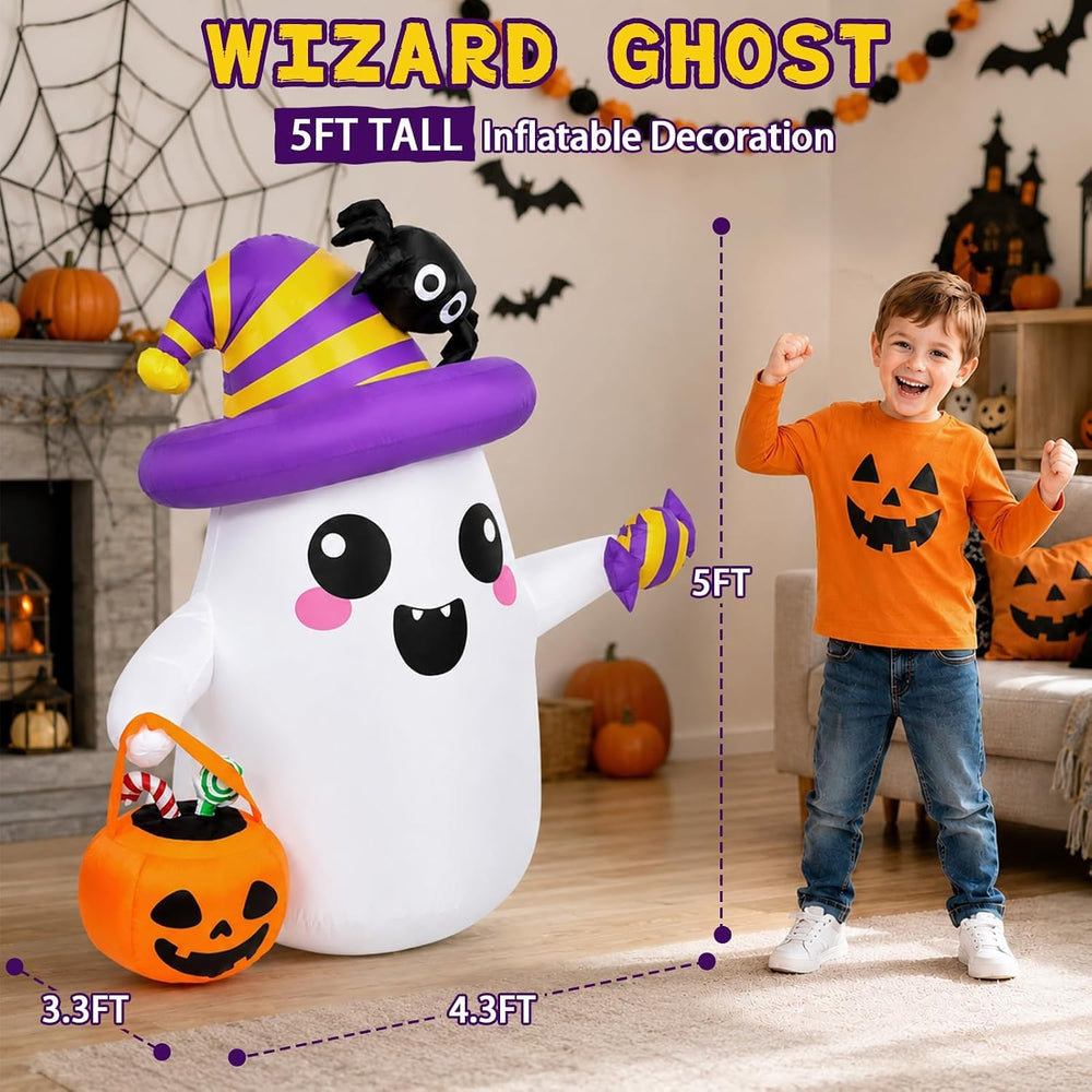 Halloween Inflatables Outdoor Decorations, 5FT Ghost Blow Up Yard Décor