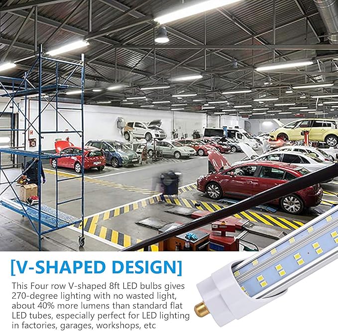 20 Pack, 8 Foot LED Bulbs, 150W 19000lm 6000K, Super Bright, T8 T10 T12 LED