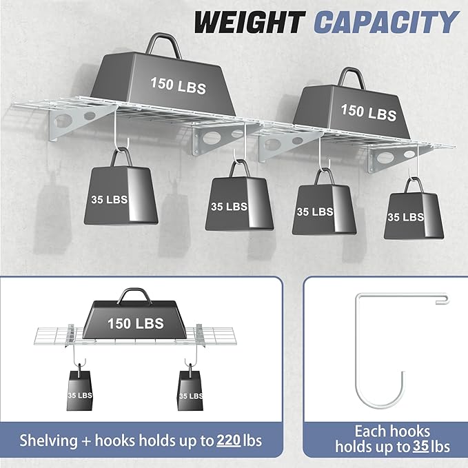 WALMANN 2-Pack Garage Wall Shelves, 1 x 4 ft/12 * 48 inch Wall Mounted Storage