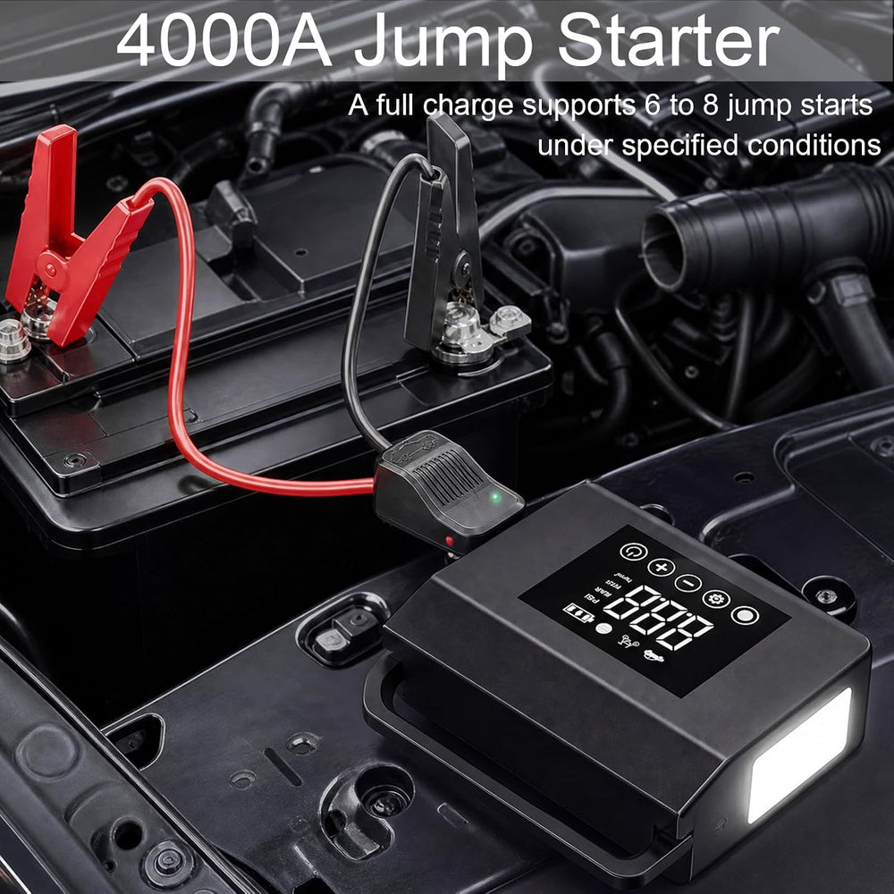 Tire Inflator Portable Air Compressor 150 PSI, 4000A Car Battery Jump Starter...