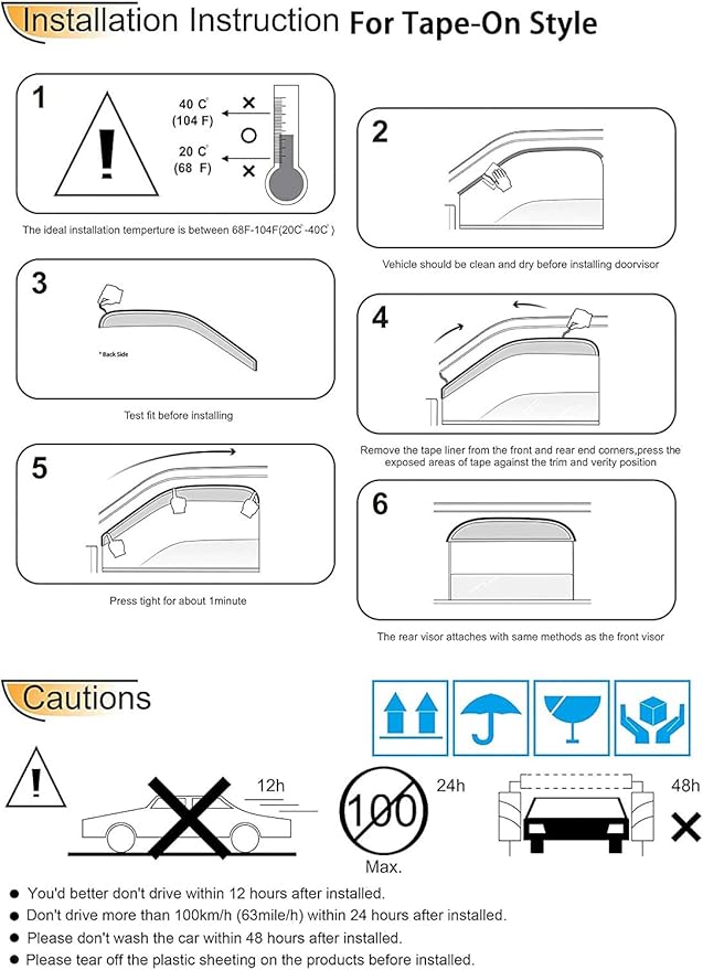 92054 Side Window Wind Vent Deflectors fit