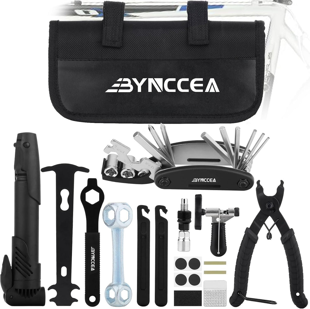 Bynccea Bike Tire Repair Tool Kit with Tire Pump, Portable Bicycle Repair Bag...
