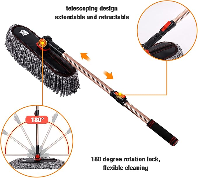 Car Duster Set, Car Duster Exterior Extendable Handle, Scratch Remover Large ...