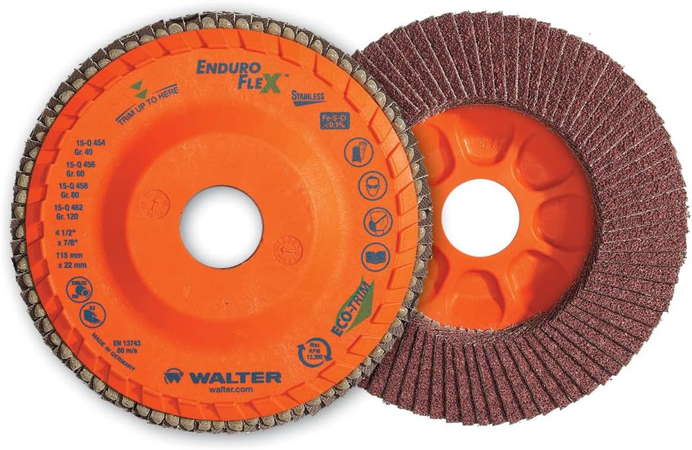 Walter Enduro-Flex™ Stainless Flap Disc, Ceramic Abrasive, Spin-On 4-1/2&quot...