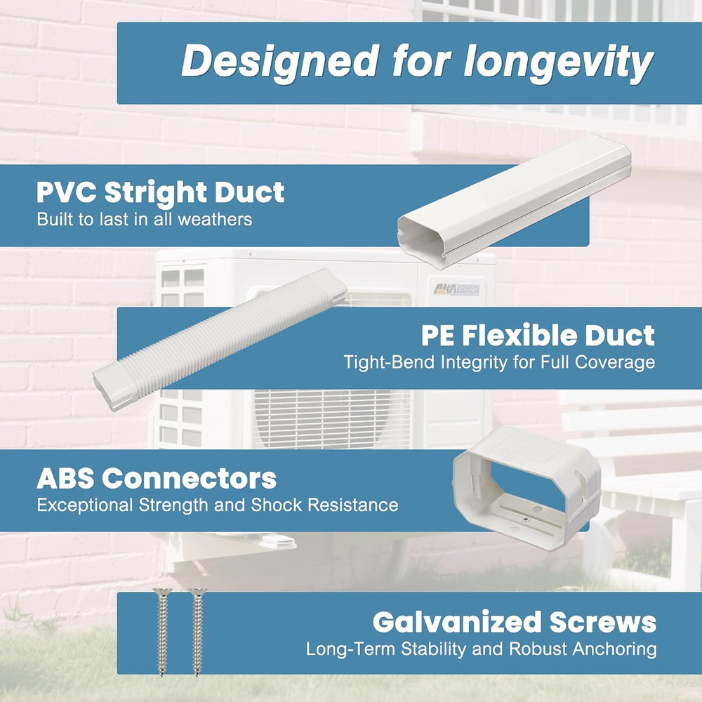 4" 10Ft Mini Split Line Set Cover, PVC Air Conditioner line Set Cover kit