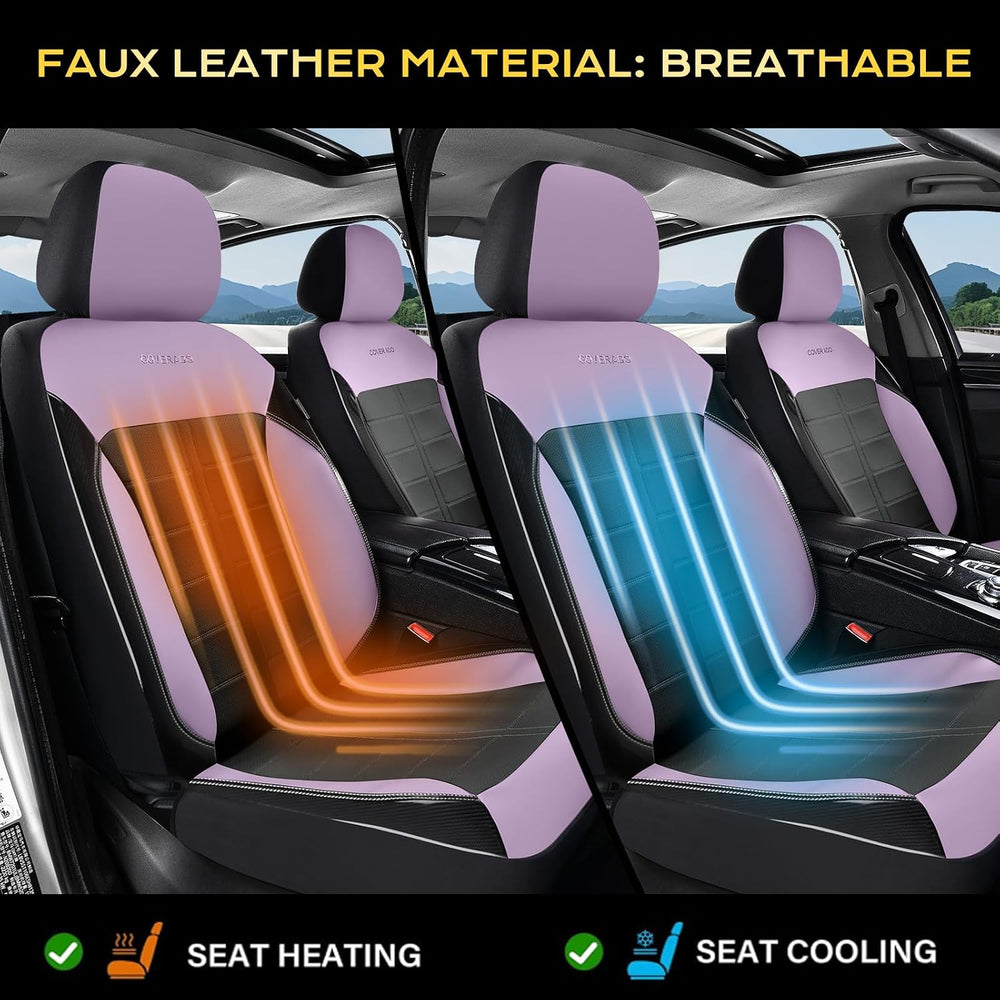 Coverado Car Seat Covers Full Set Leather Full Coverage Waterproof Seat Cover...
