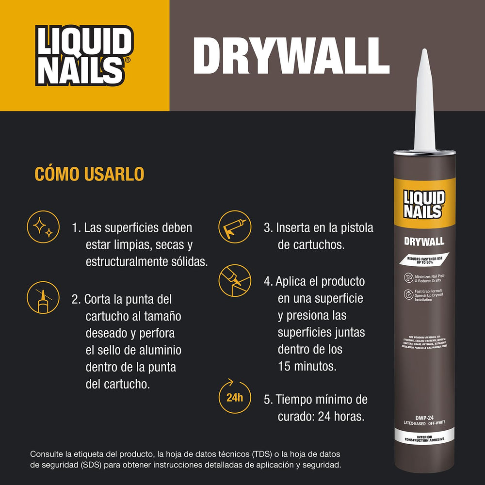 Liquid Nails Drywall 28 oz. Off-White Interior Construction Adhesive Low VOC,...