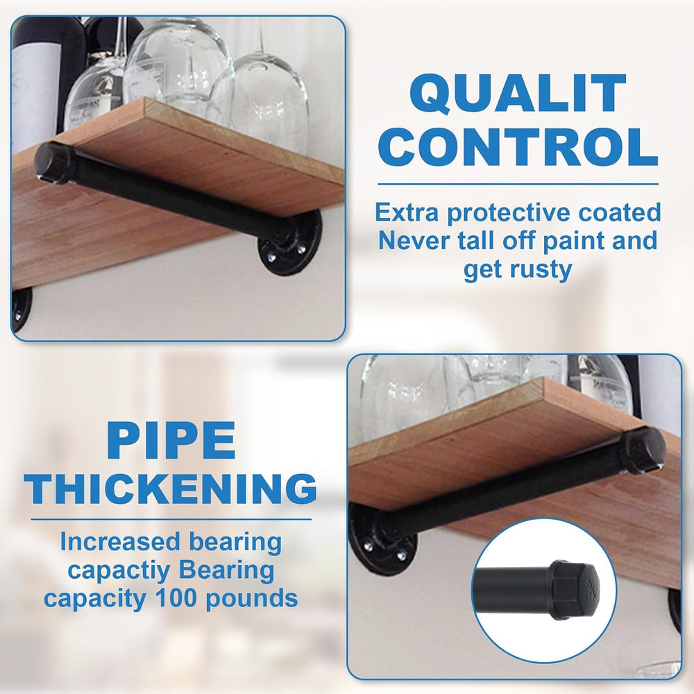 JMIATRY 12PCS Industrial Pipe Shelf Brackets 12 Inch, Pipe Clothing Rack