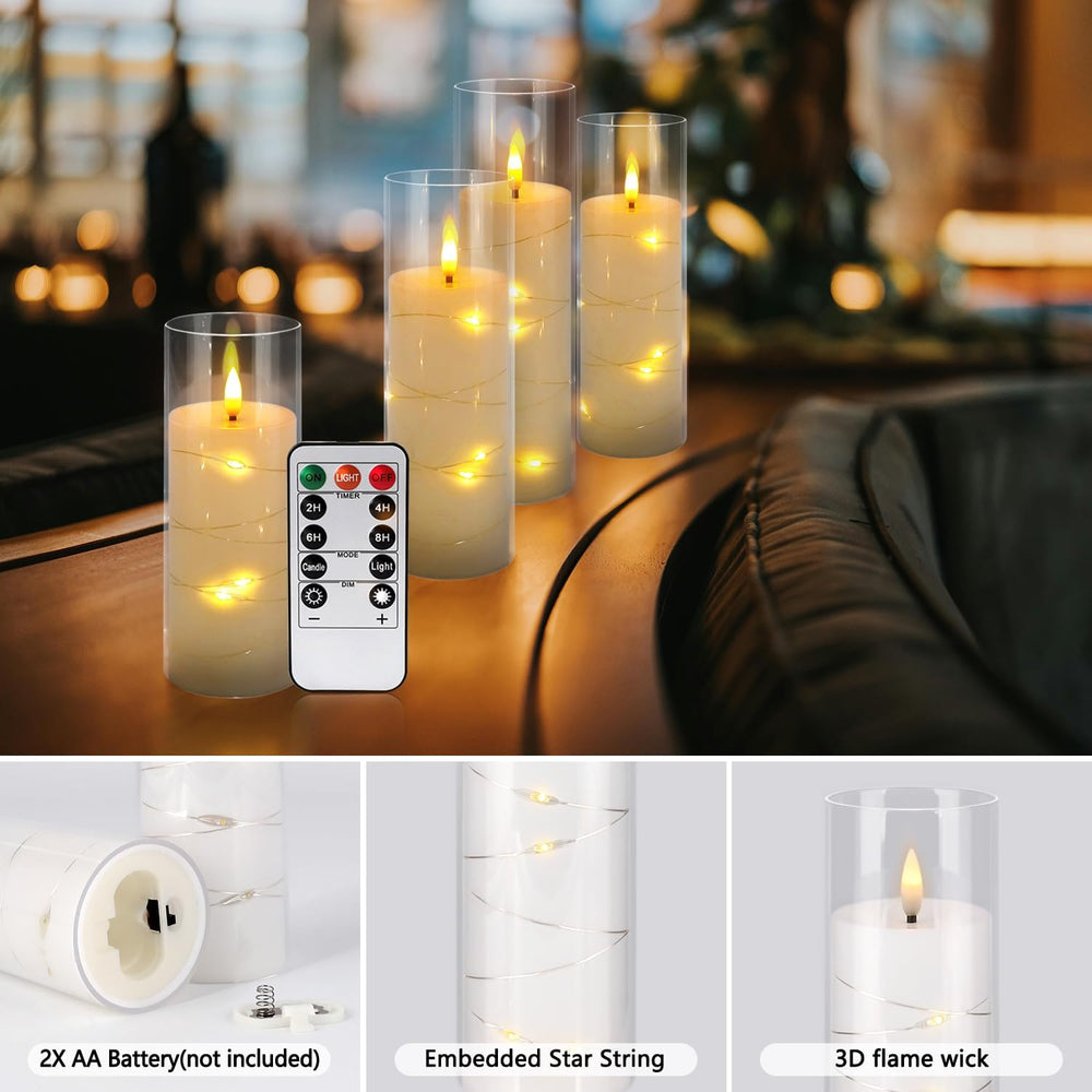 YOROXRG Flickering Flameless Candles Battery Operated with Remote,Led Pillar ...