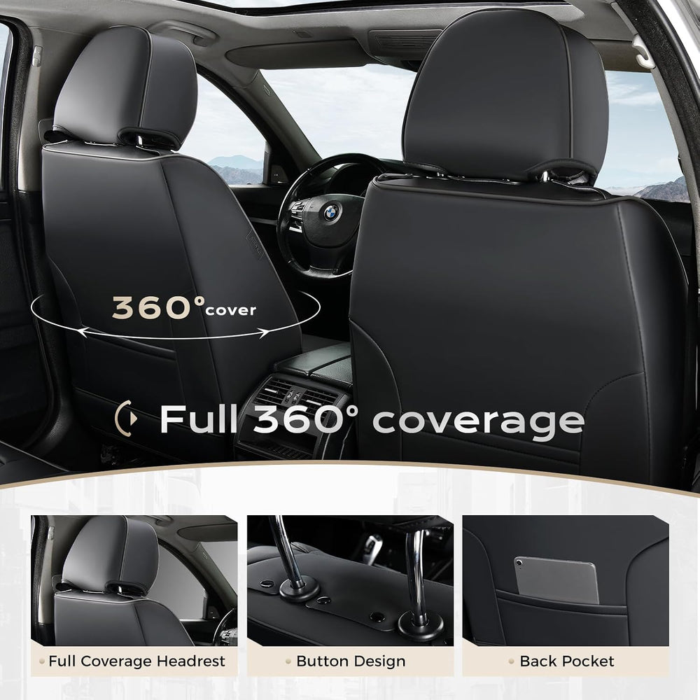Coverado Nappa Leather Car Seat Covers Front Set, Luxury Waterproof Seat Prot...