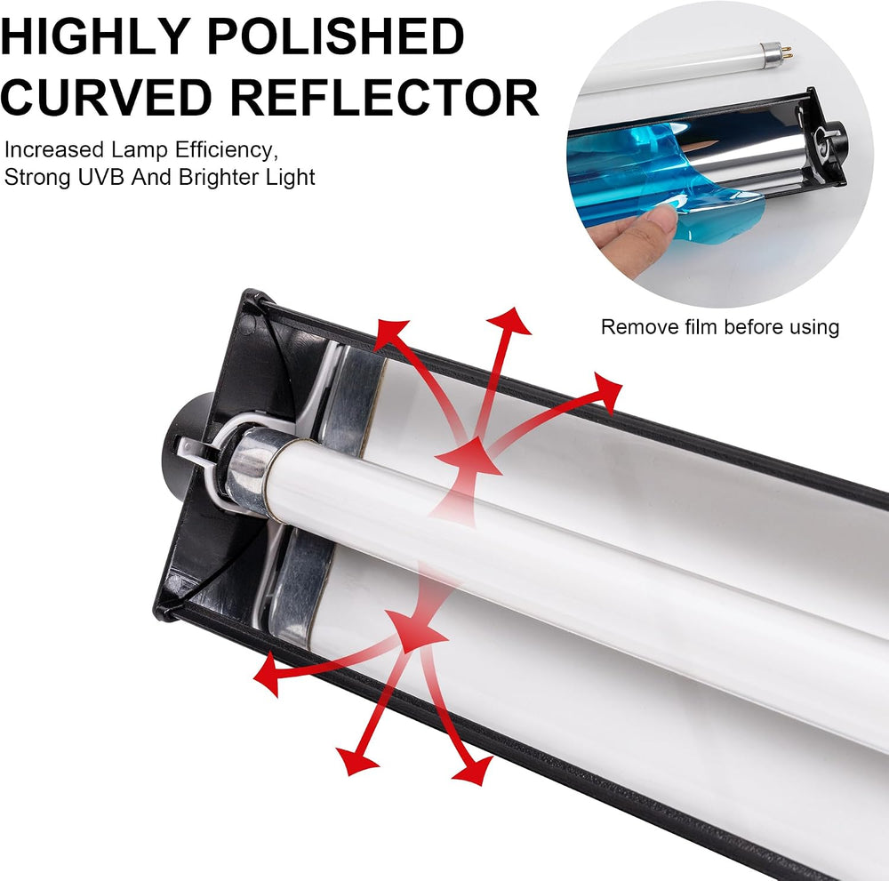 UVB Reptile Light Kit, 24W T5 Lamp Fixture and 10.0 UVB Tube Combo, Linear Li...