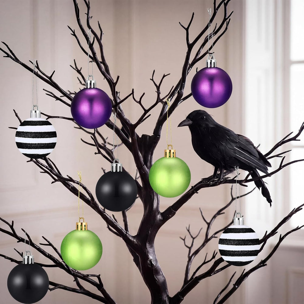 Civaner 24 Pcs Halloween Ball Ornaments 2.36 Inch Halloween Tree Decoration