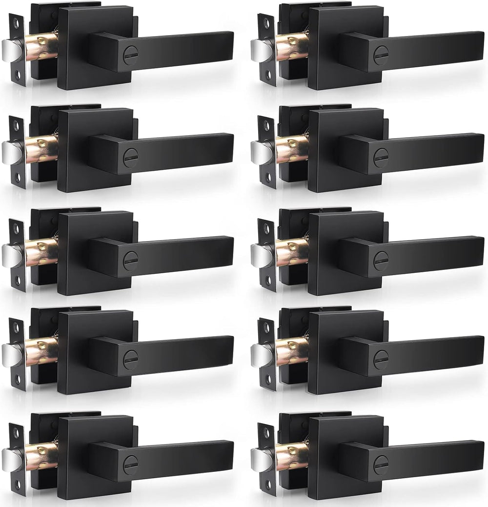 Probrico Matte Black Interior Door Handles, Privacy Square Bed & Bath Lev...