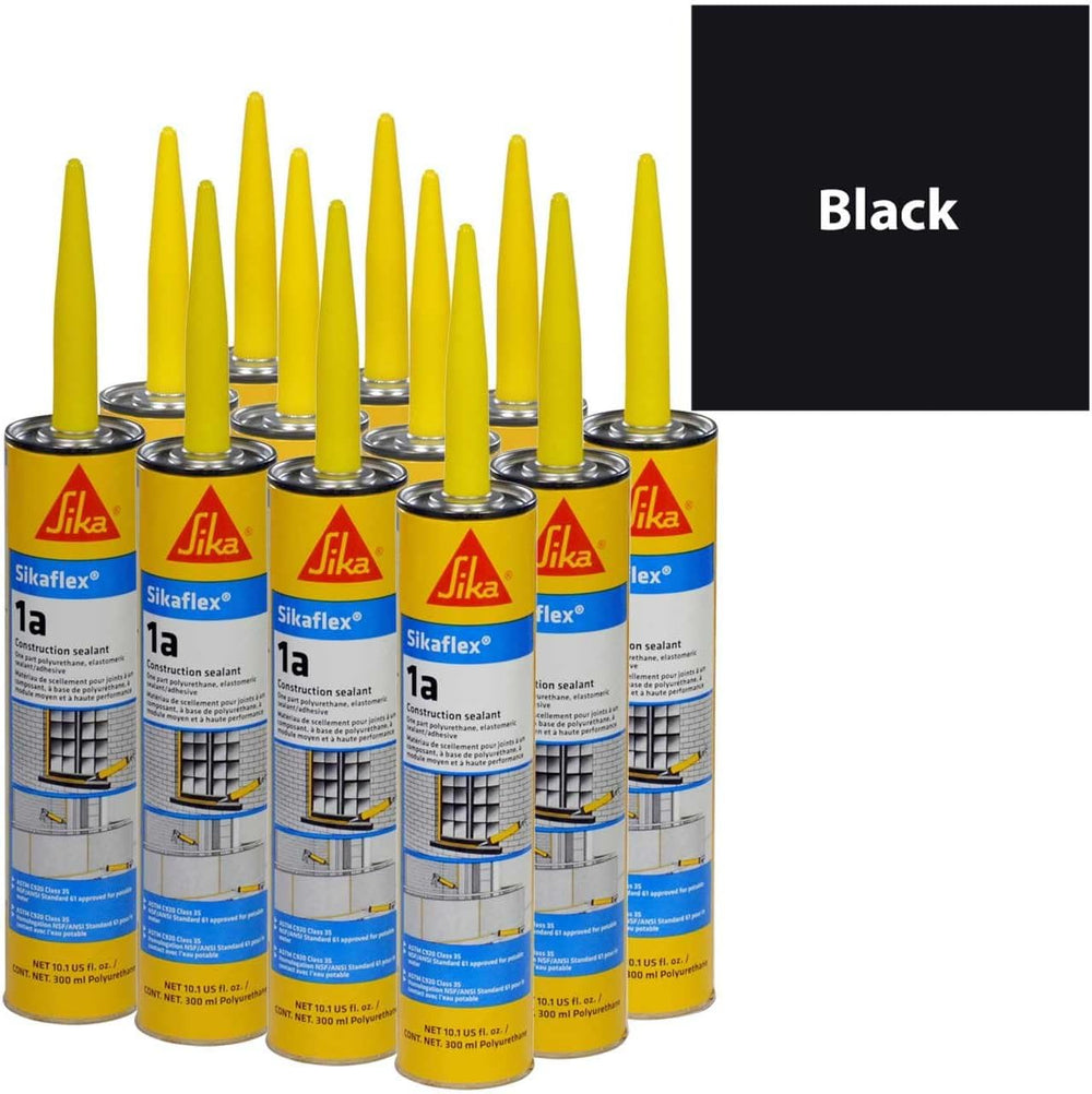 Sikaflex 1a Polyurethane Sealant Kit, Black, Pack of 12