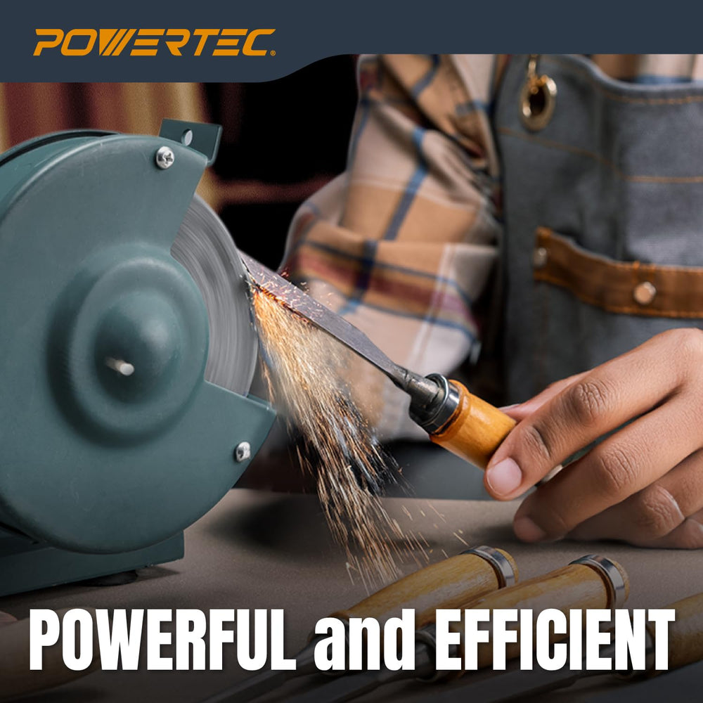 POWERTEC Bench Grinder Wheel 6 Inch, 36 & 100 Grit, Aluminum Oxide Grindi...