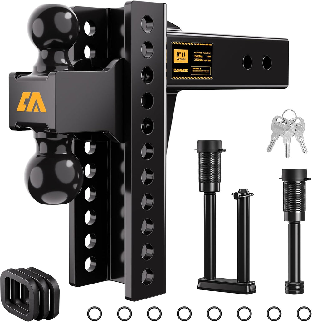 CAMMOO Adjustable Trailer Hitch for 2.5 inch Receiver 8inch Rise/Drop Hitch