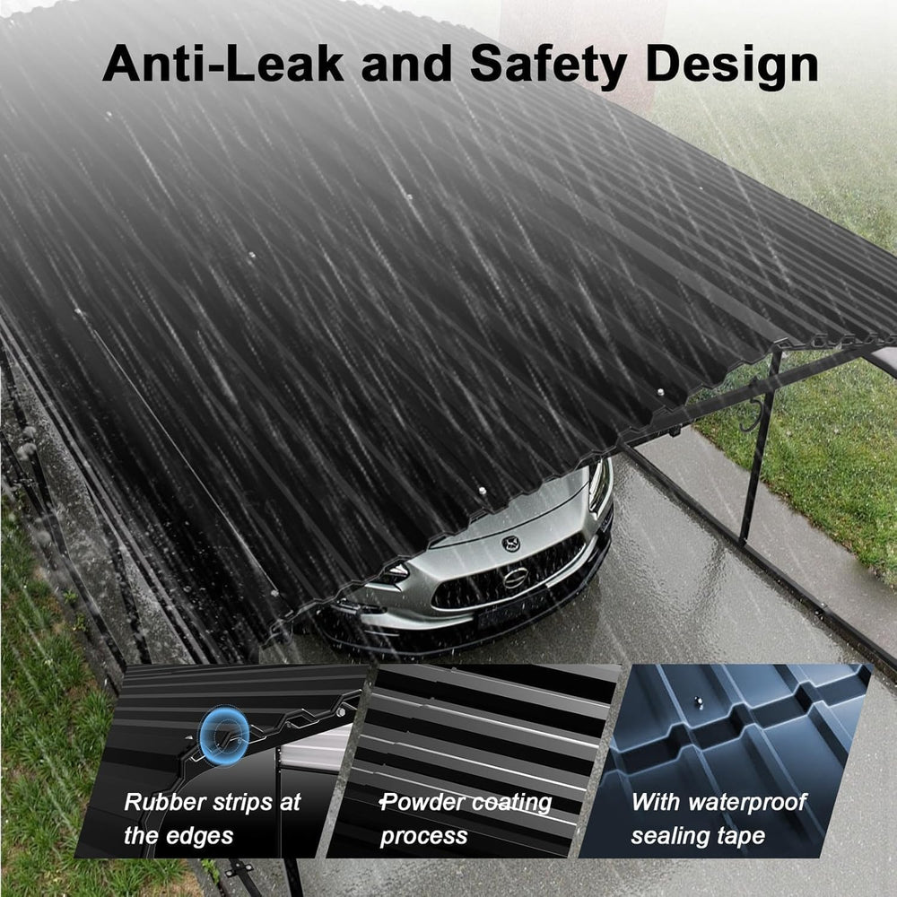 12x25 FT Metal Carport with Extra 6 Side Reinforcement Support Rods