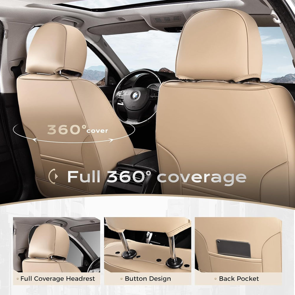 Coverado Nappa Leather Car Seat Covers Front Set, Luxury Waterproof Seat Prot...