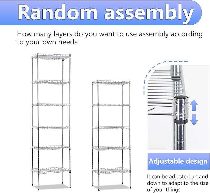 BestOffice Metal Garage Shelving 6 Tiers Garage Storage Shelves Heavy Duty 17”D