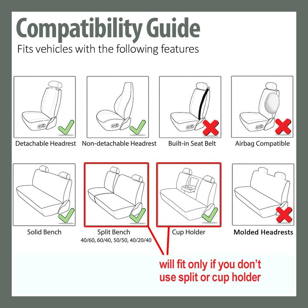 FH Group 3D Air Mesh Car Seat Covers Full Set – Universal Fit Automotive Seat...