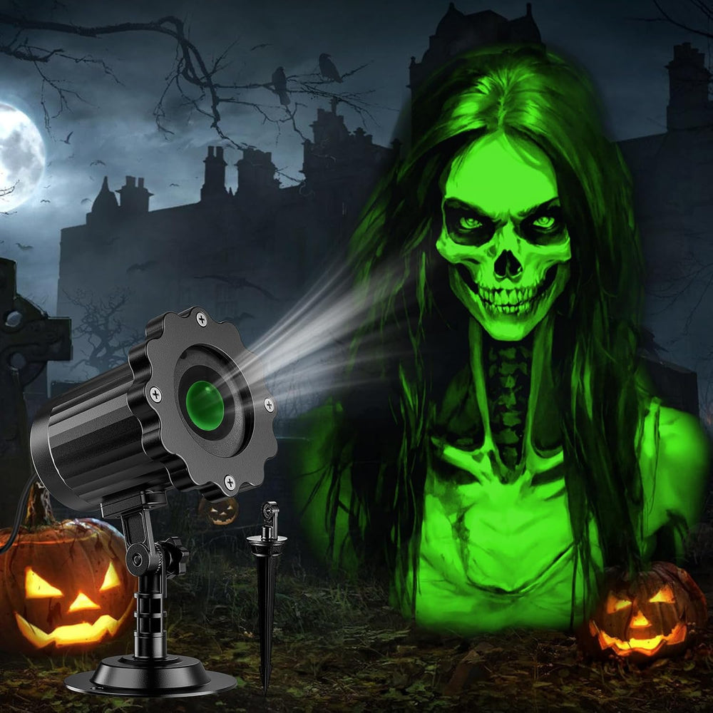 Halloween Projector Outdoor, 2026 Upgraded 3D Dynamic Skull HD Patterns,Clear...