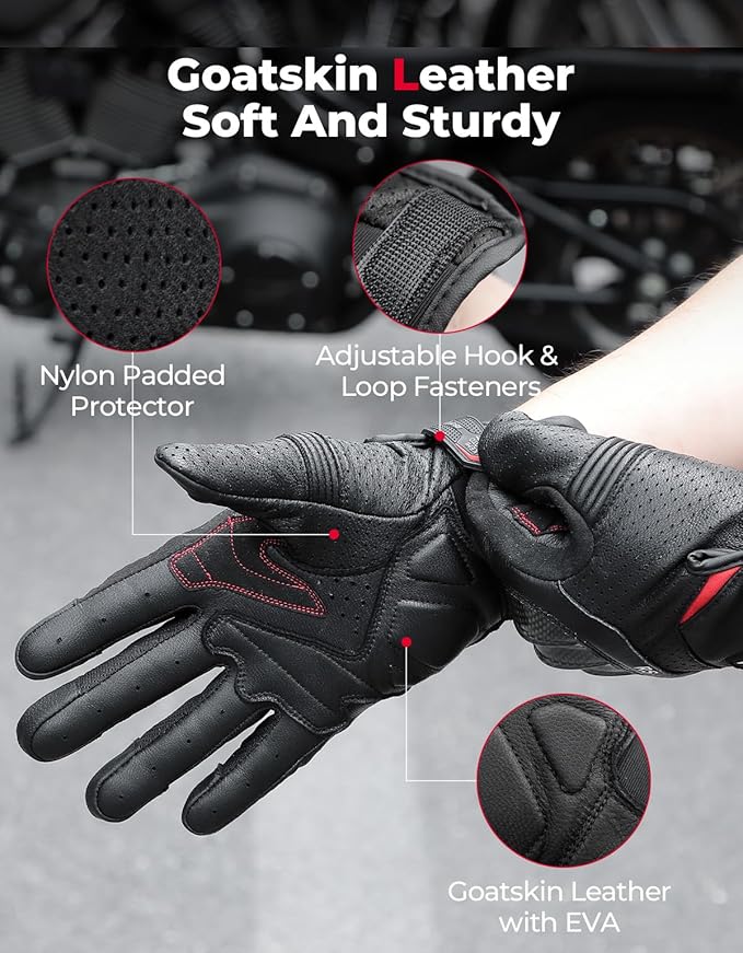 KEMIMOTO Sheepskin Leather Motorcycle Gloves