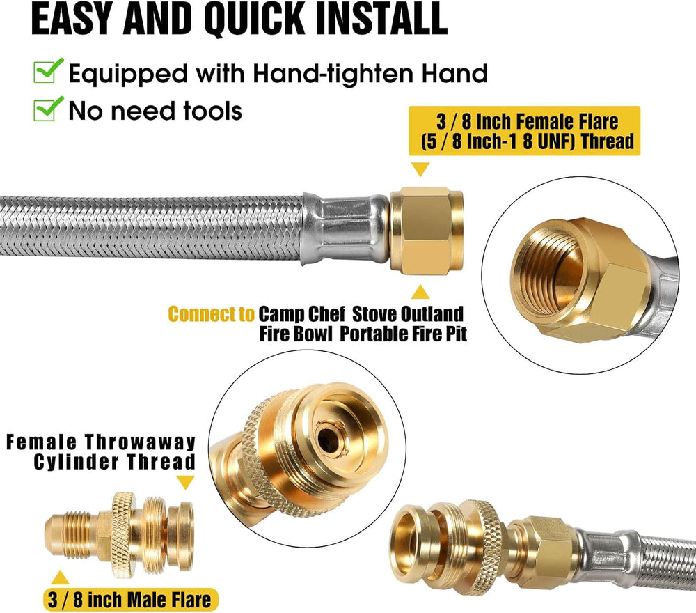12FT rv quick connect propane hose,propane line with quick disconnect grill
