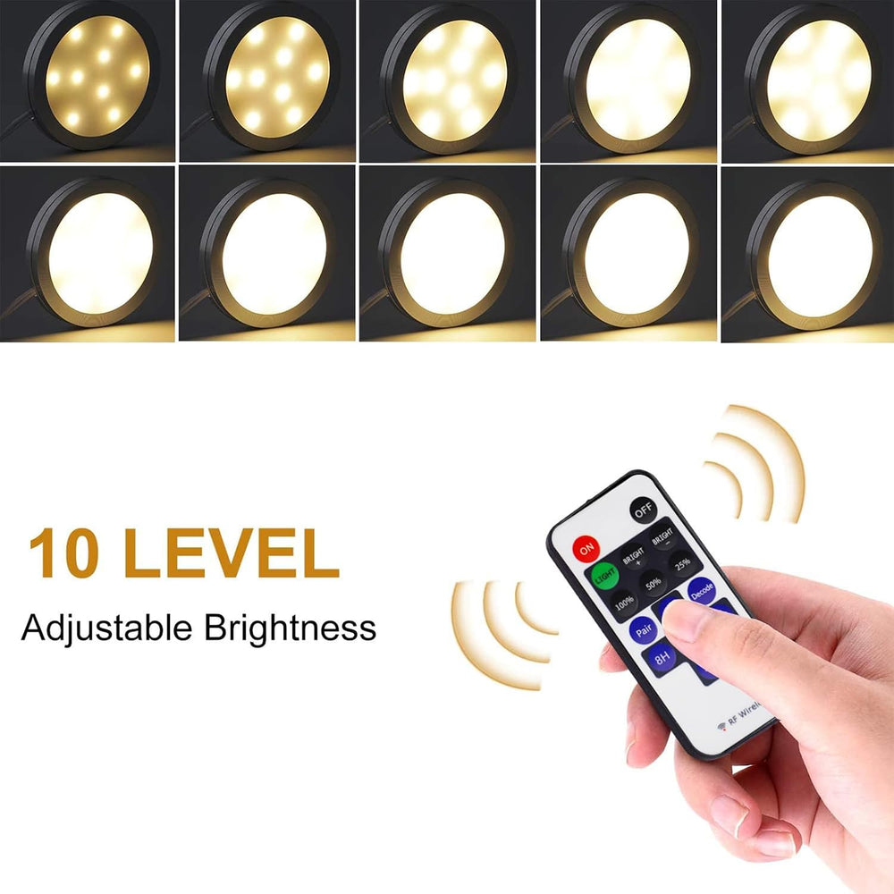 AIBOO Linkable Under Cabinet LED Lighting 12V Dimmable Puck Lights with Wirel...