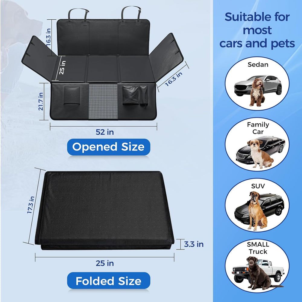 HOB4U Back Seat Extender for Dogs, Hard Bottom Dog Car Seat Cover