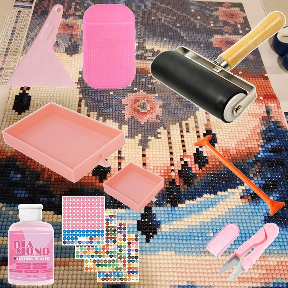 XEUZK All-Inclusive Diamond Art Accessories Kit with A4 Diamond Painting Ligh...