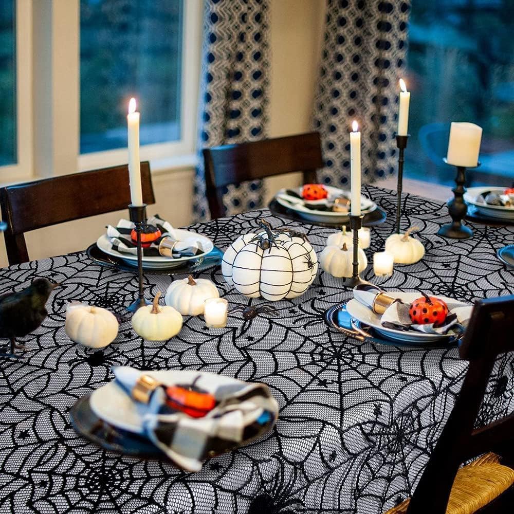 Halloween Lace Tablecloths Black Table Cloths Spiderweb Table Fabrics Decor
