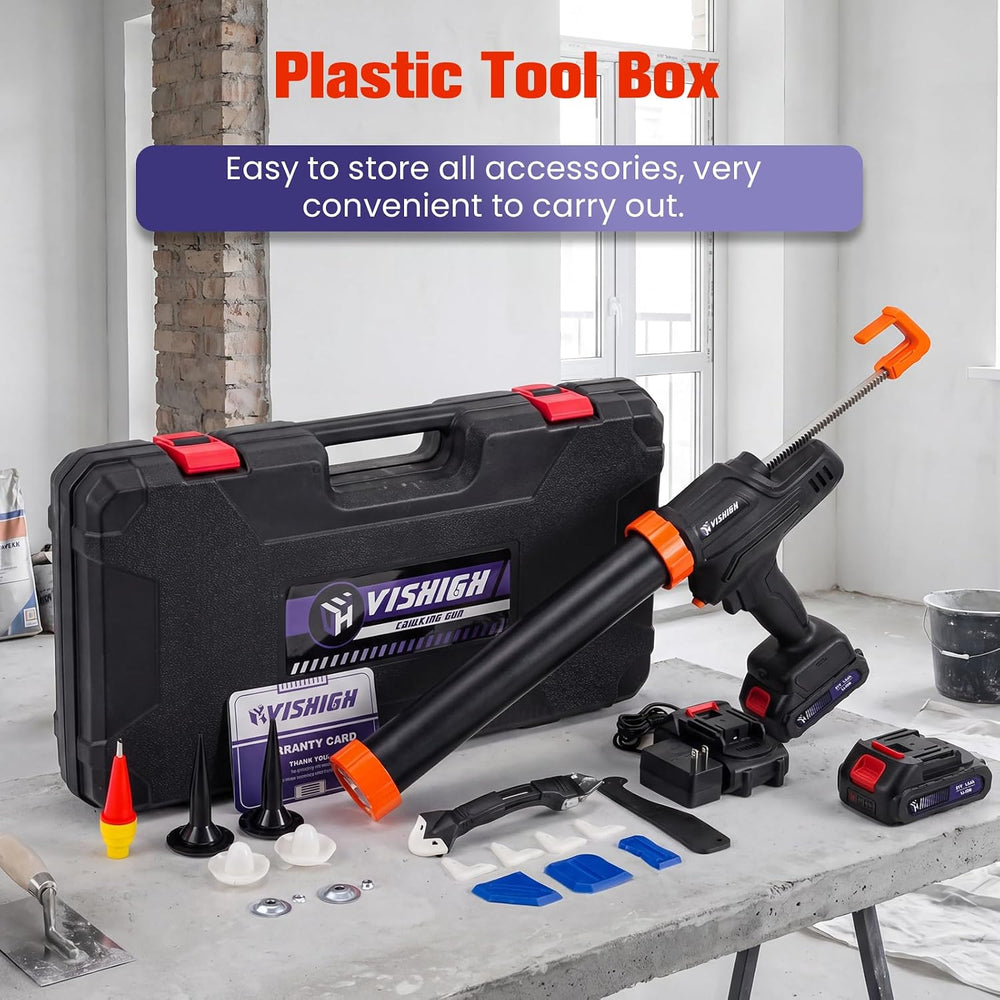 VISHIGH Cordless Caulking Gun, 21V Electric Caulk and Adhesive Gun