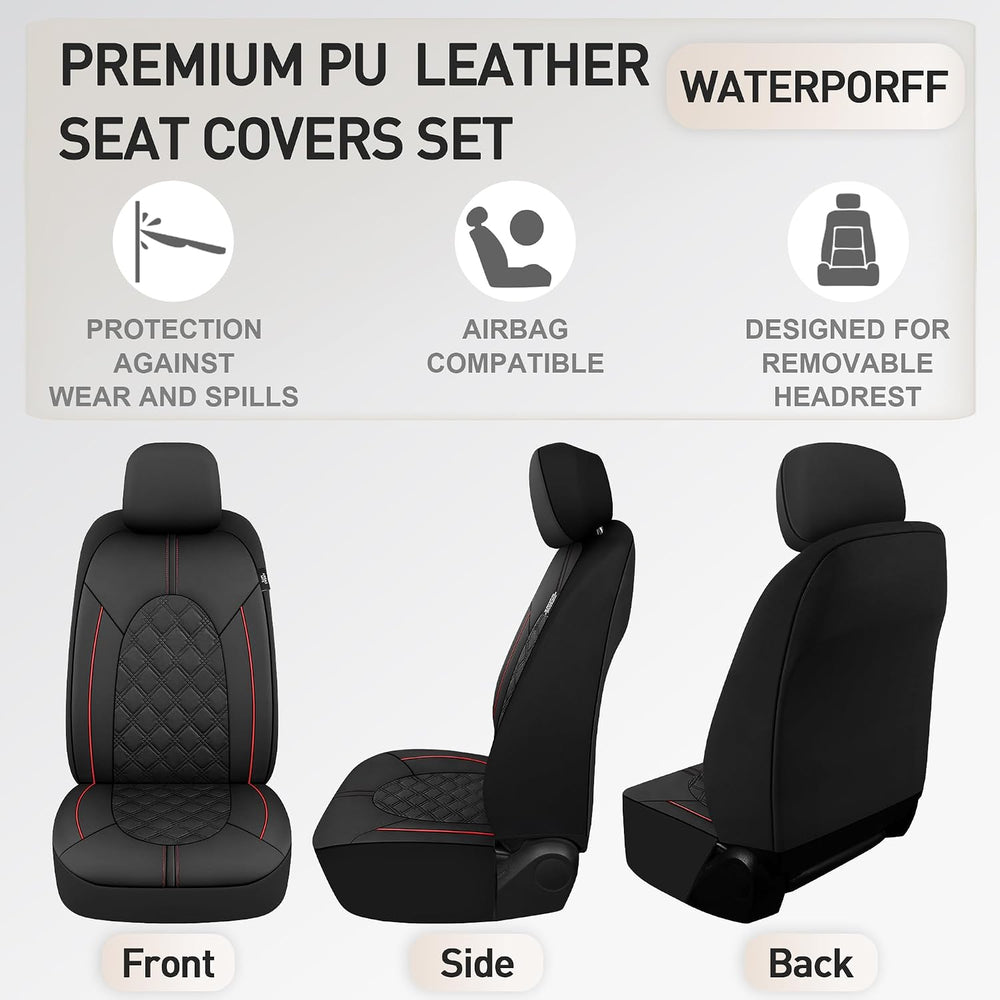 Luxury PU Leather Car Seat Covers Front Set - Anti-Stain Waterproof Automotiv...