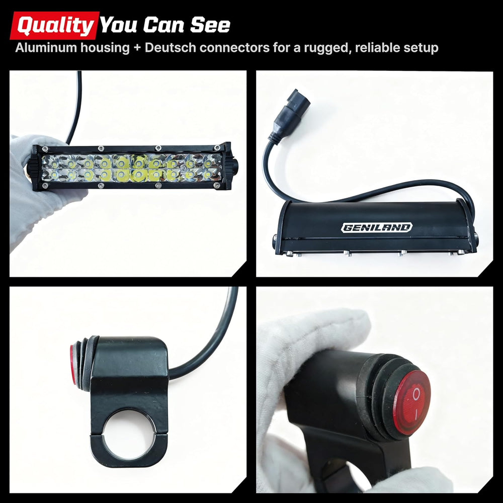 Dirt Bike Light Bar Kit, Plug-Play Dirt Bike Headlight, 7/8” Handlebar (Batte...