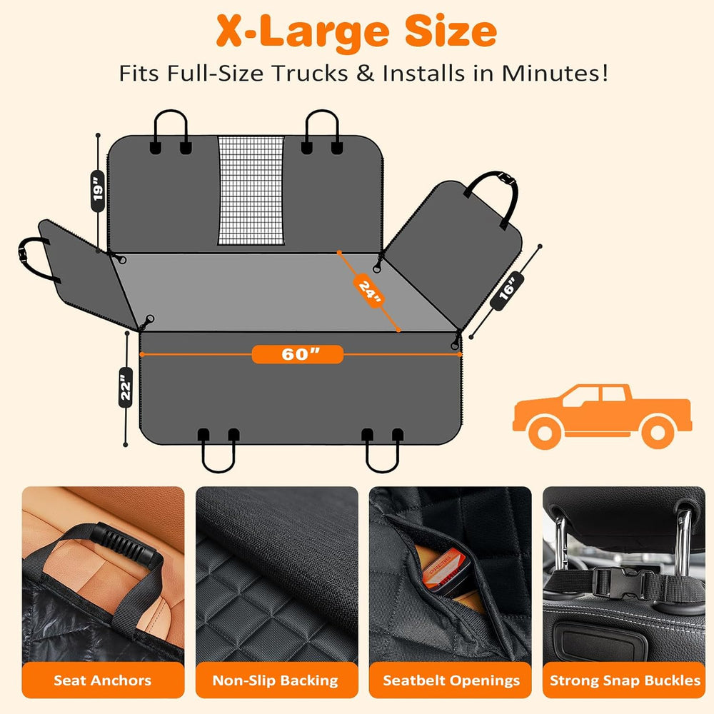 URPOWER 4 in 1 Dog Seat Cover for Full-Size Trucks, Waterproof Hammock