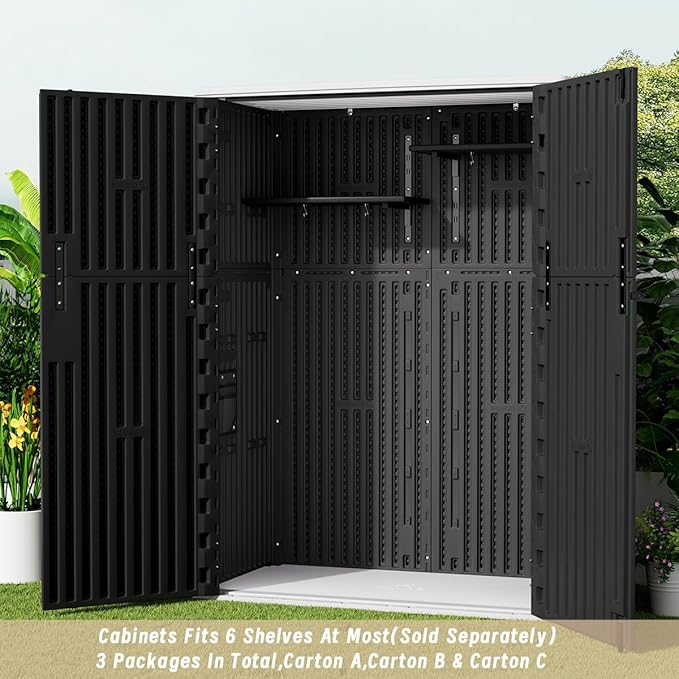 KINYING Outdoor Vertical Storage Shed, 57 Cu.ft Outdoor Storage Cabinet