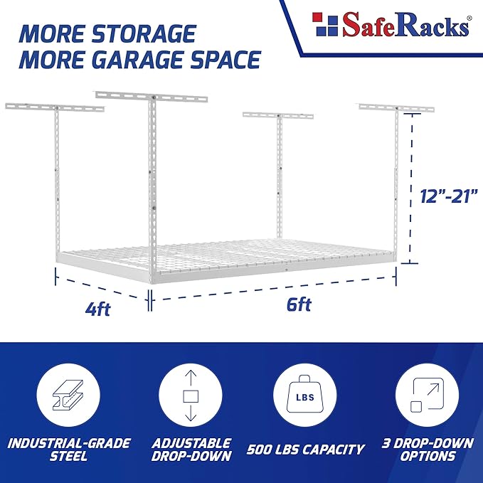 SafeRacks 4x6 Overhead Garage Storage Rack